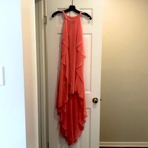 BCBG Maxazria high low coral dress.